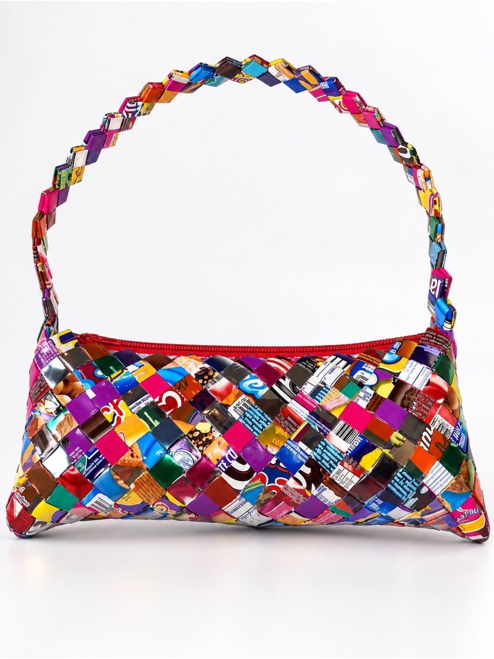 Y2K Colorful Woven Candy Wrapper Multicolor Woven Shoulder Bag